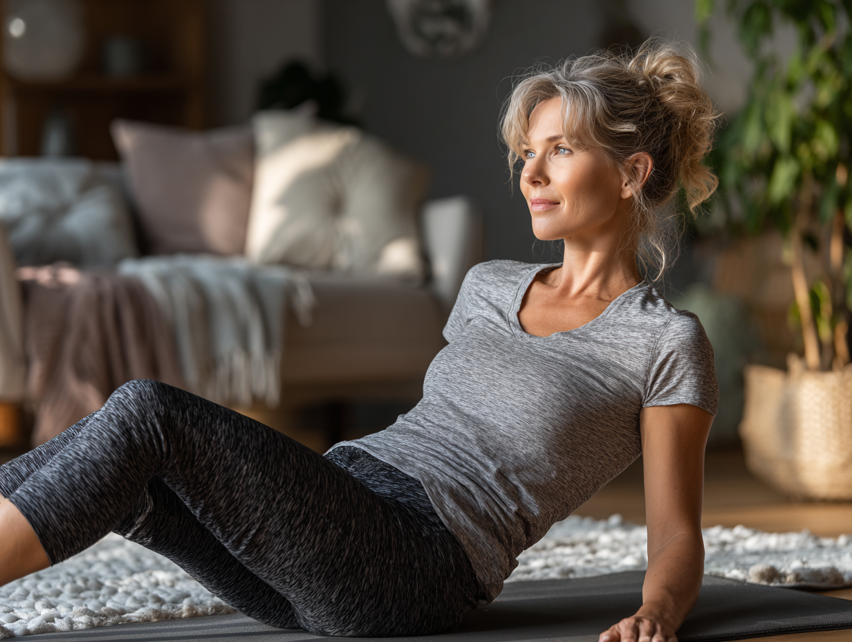 Група людей старшого віку медитує в парку